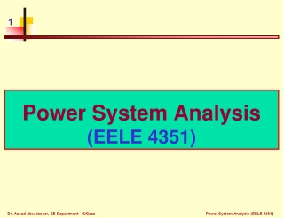 Power System Analysis (EELE 4351)