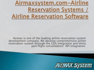 Airmaxsystem-Airline Reservation Systems / Airline Reservation Software