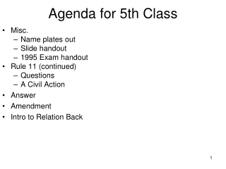 Agenda for 5th Class