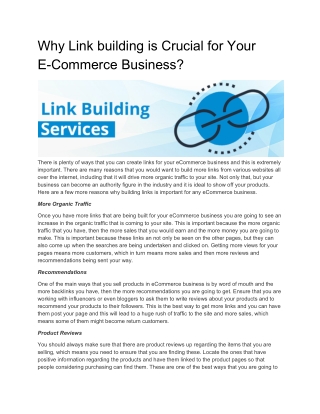 Why Link building is Crucial for Your E-Commerce Business?
