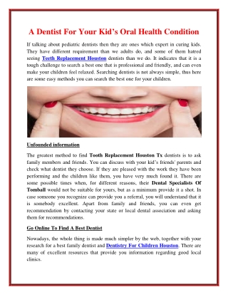 A Dentist For Your Kid’s Oral Health Condition