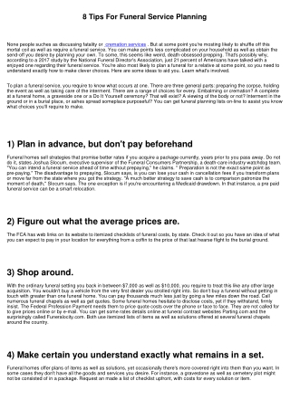 8 Tips For Funeral Service Preparation