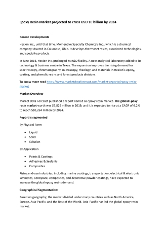 Epoxy Resin Market