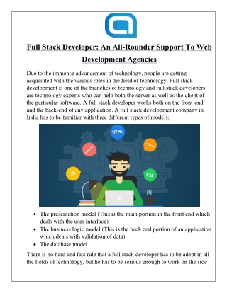 Full Stack Developer: An All-Rounder Support To Web Development Agencies