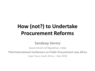 How (not?) to Undertake Procurement Reforms
