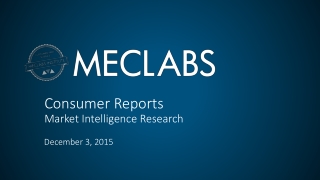 Consumer Reports Market Intelligence Research