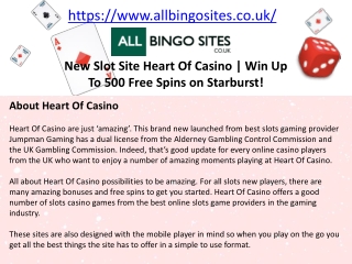 New Slot Site Heart Of Casino | Win Up To 500 Free Spins on Starburst!