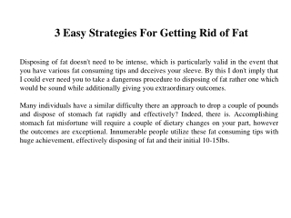 3 Easy Strategies For Getting Rid of Fat