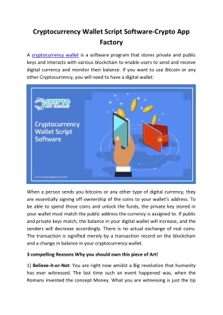 Cryptocurrency Wallet Script Software-Crypto App Factory