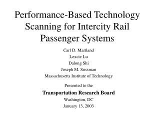 Performance-Based Technology Scanning for Intercity Rail Passenger Systems