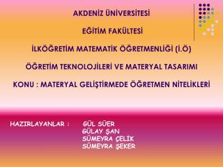 HAZIRLAYANLAR : GÜL SÜER GÜLAY ŞAN SÜMEYRA ÇELİK