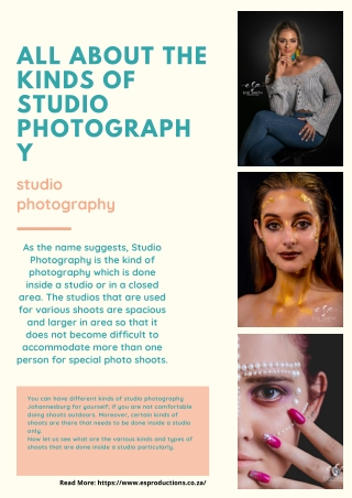 All about the Kinds of Studio Photography