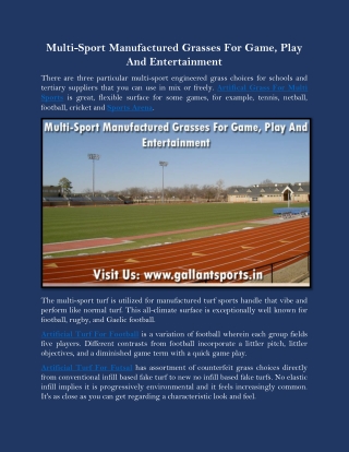 Multi-Sport Manufactured Grasses For Game, Play And Entertainment