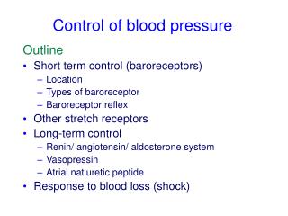 Control of blood pressure