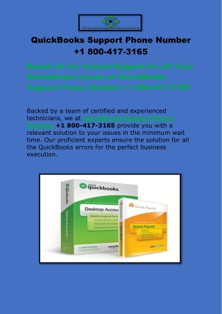 QuickBooks Support Phone Number 1 800-417-3165