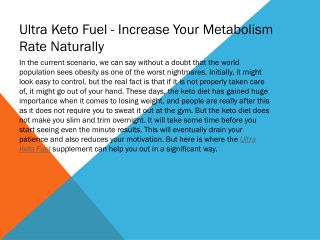 Ultra Keto Fuel - 2019 Weight Loss Product