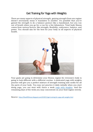 Get Training For Yoga With Weights