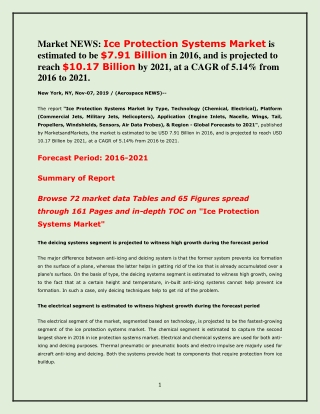 Ice Protection Systems Market to Boost Beyond $10.17 Billion by 2021