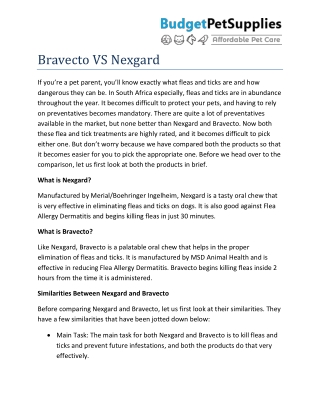 Bravecto VS Nexgard- BudgetPetSupplies