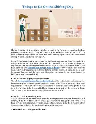 Things to Do On the Shifting Day