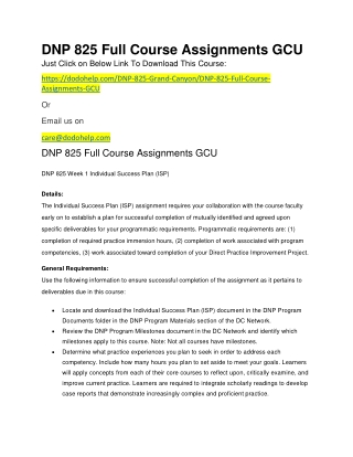 DNP 825 Full Course Assignments GCU