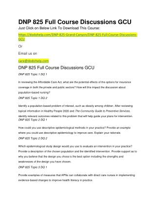 DNP 825 Full Course Discussions GCU