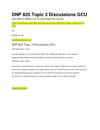 DNP 825 Topic 3 Discussions GCU