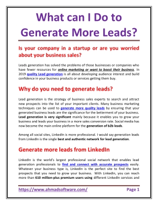 What can I do to generate more leads?