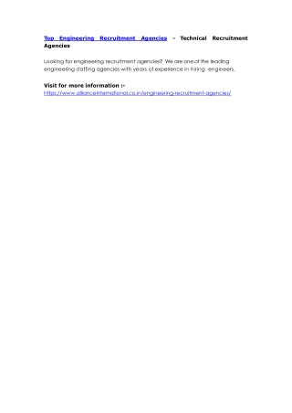 Engineering Recruitment Agencies - Technical Recruitment Agencies
