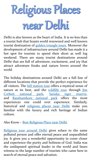 Religious Places near Delhi