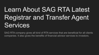 Find the Learn About SAG RTA Latest RTA Services