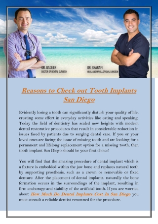 Reasons to Check out Tooth Implants San Diego
