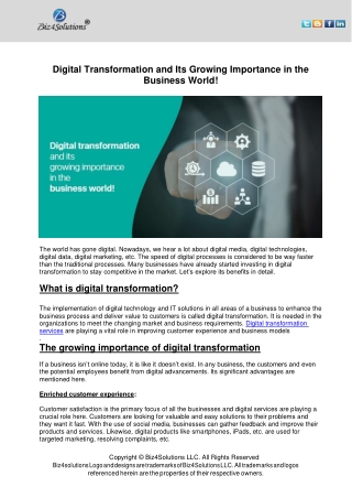 Digital Transformation and Its Growing Importance in the Business World!