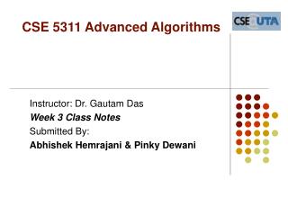 CSE 5311 Advanced Algorithms