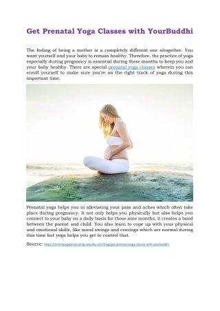 Get Prenatal Yoga Classes with YourBuddhi