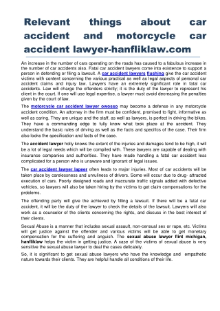 Relevant things about car accident and motorcycle car accident lawyer-hanfliklaw.com