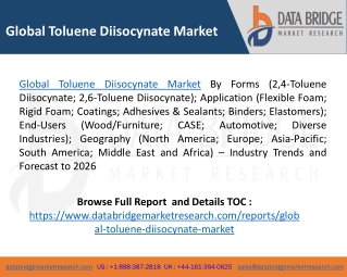 Global Toluene Diisocynate Market – Industry Trends and Forecast to 2026