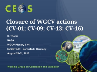 Closure of WGCV actions (CV-01; CV-09; CV-13; CV-16)