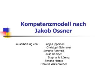 Kompetenzmodell nach Jakob Ossner