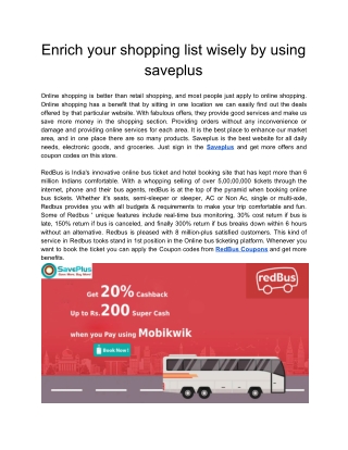 Enrich your shopping list wisely by using saveplus
