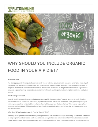 WHY SHOULD YOU INCLUDE ORGANIC FOOD IN YOUR AIP DIET?