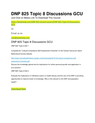 DNP 825 Topic 8 Discussions GCU