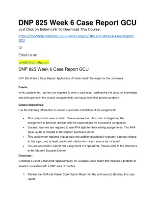 DNP 825 Week 6 Case Report GCU