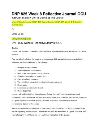 DNP 825 Week 8 Reflective Journal GCU