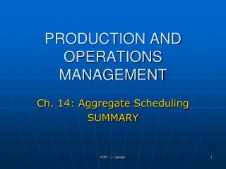 PRODUCTION AND OPERATIONS MANAGEMENT