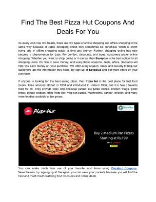 Find The Best Pizza Hut Coupons And Deals For You