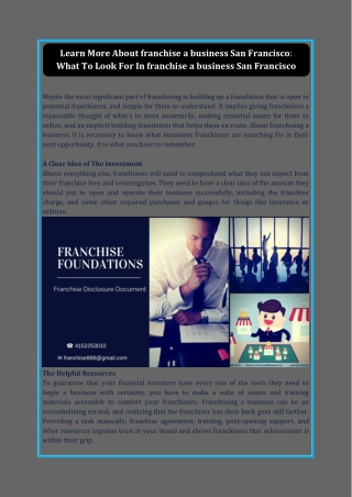 Learn More About franchise a business San Francisco: What To Look For In franchise a business San Francisco