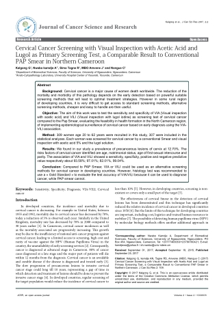 Cervical Cancer Screening with Visual Inspection with Acetic Acid and Lugol as Primary Screening Test, a Comparable Resu