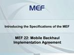 Introducing the Specifications of the MEF