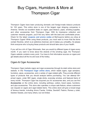 Buy Cigars, Humidors & More at Thompson Cigar